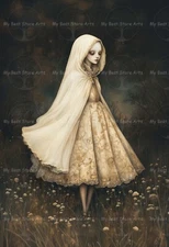 HAUNTING LADY ART PRINT, Ghost Decor, Gothic Witchy Dark Academia Poster E605