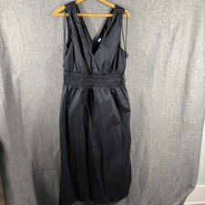 Old Navy Cotton Sleeveless Black Midi Dress Womens L Black Preppy Beach Babydoll