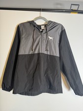 Victoria's Secret PINK Windbreaker Womens XS Black Anorak 1/2 Zip Pullover Dog