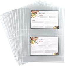 Recipe Card Page Protectors for 8.5 x 11 Recipe Binder, 4 x 6 Pockets, 2 Pockets