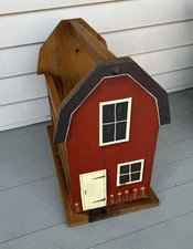 Vintage Hardwood Magazine Rack - Country Barn Themed W/ A Cow - western cottage