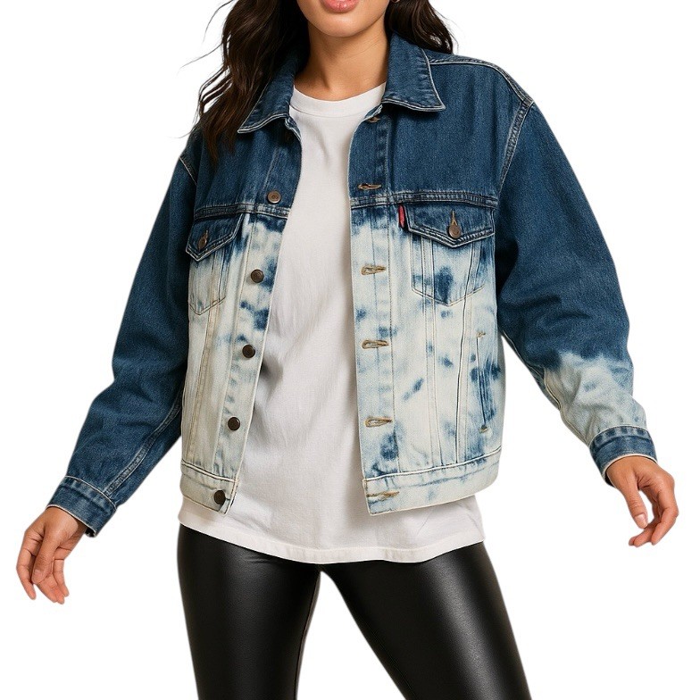 Levi's Vintage 90s Trucker Denim Jacket Bleached Dip Dyed Tie Dye