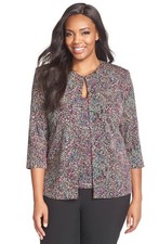 Alex Evenings Womens Multicolor Printed Jacket Shell Twinset Plus Size 2X
