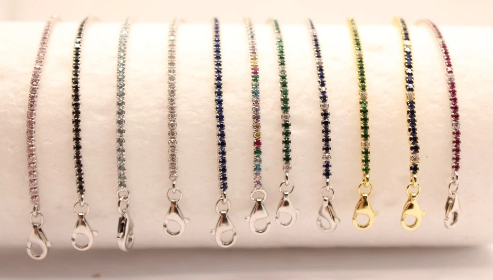 BRACCIALE TENNIS ARGENTO ZIRCONI COLORATI MM 1,75 CM 16 -18,5 RODIATI EXPLOIT - Immagine 2 di 4