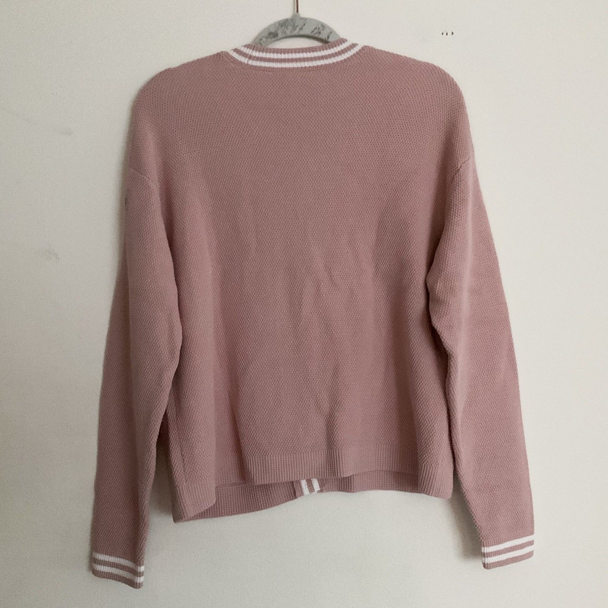 Alo Yoga Tennis Club Sweater Knit Cardigan Ballet Pink/White XS | eBay
