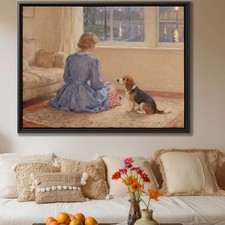 Beagle Oil Painting Canvas Print Living Room Decor Animal Lovers Wall Art