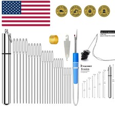 25 Large Eye Embroidery Needles, 5 Sizes Big Eye Hand Sewing Needles with Exq...