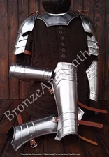 S set gorget, pauldrons, bracers, greaves 18 guage steel