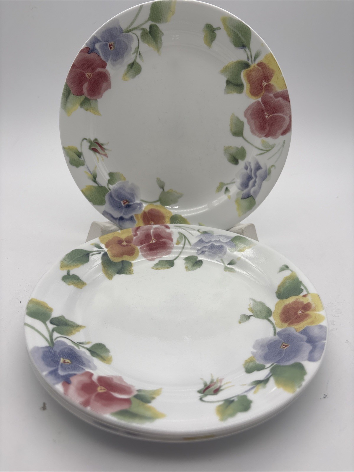 Corelle Summer Blush Pansy Salad, Bread, Dessert Plates, 7 1/4 Inches Set of 4