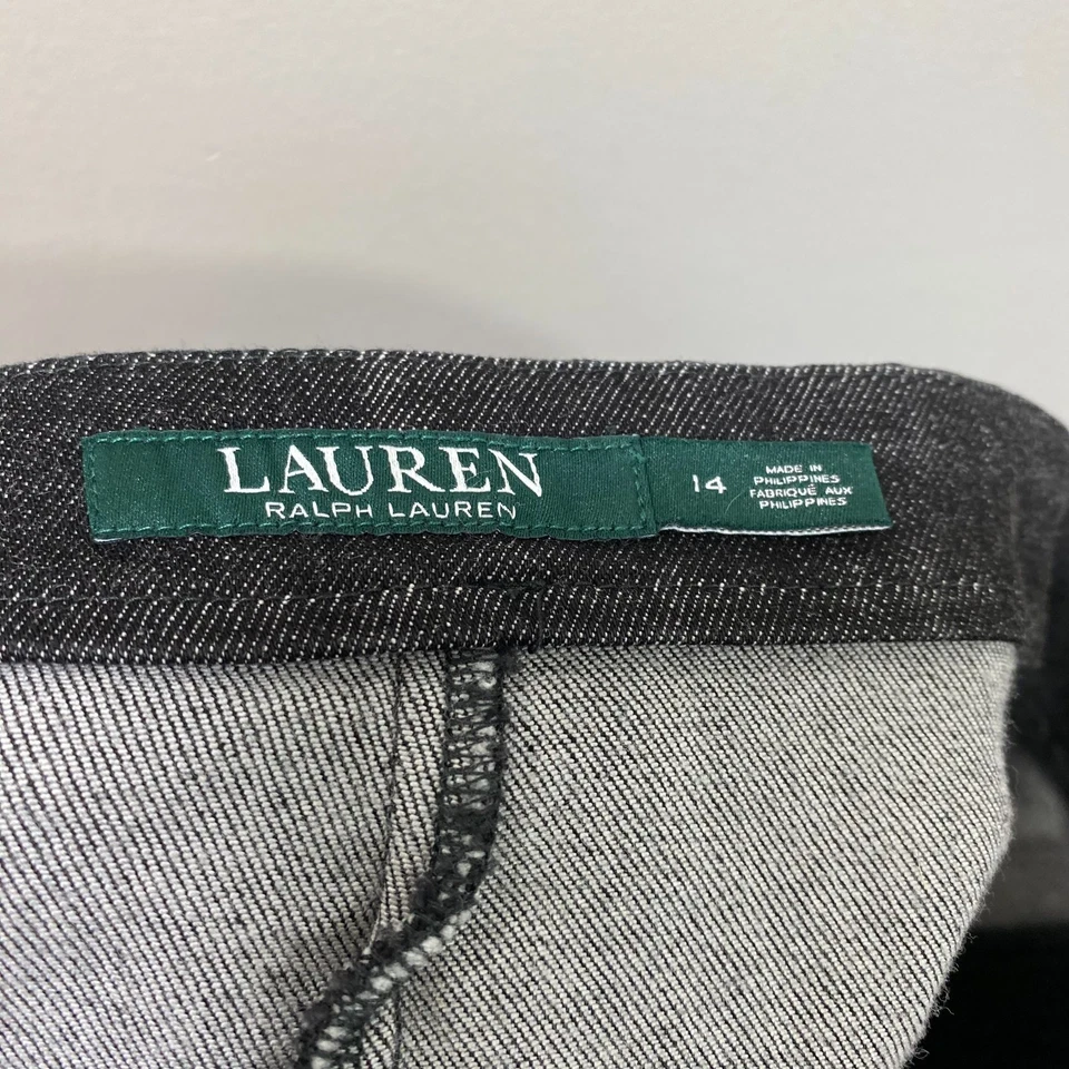 Ralph Lauren Normcore 西部黑色牛仔及膝直筒裙 14 拉链波西米亚 — 第 4/4 张图片