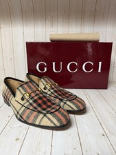 Gucci Jordaan Tartan Plaid Horsebit Loafer Multcolored Wool Sz 7.5G / 8US