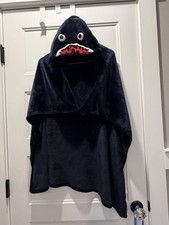 Shark Hooded Blanket Hoodie   Navy Plush Fleece Child Sized Wearable Blanket