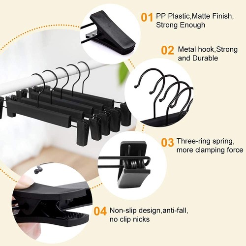 Pants Hangers with Clips, Skirt Hangers, 360 ° Swivel Hooks Space Saving Hang... - Picture 3 of 7