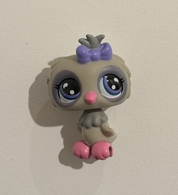 Littlest Pet Shop Blue Owl Purple Bow #1569 LPS Bird Authentic Hasbro Purple Eye