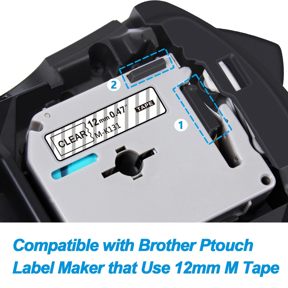Cinta de etiquetas compatible 6PK M-K231 431 531 para Brother P-Touch 12MM PT-65 70 Foto 4 de 4
