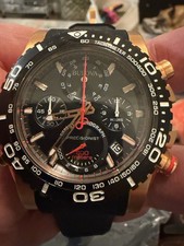 Bulova Precisionist Chronograph 98B211 Rose Gold Tone 200M Black Rubber Watch