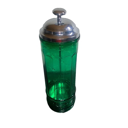 Dispenser disinfettante pettine cannuccia/pasta/barbiere vetro 11,5"x3,5" vintage/retrò VERDE - Foto 3 di 11