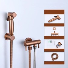 Brass Bidet Sprayer for Toilet Brushed Rose Gold Handheld Sprayer Kit w/Valve