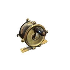 Mulinello da pesca a mosca a colonna rialzata piccolo ottone antico