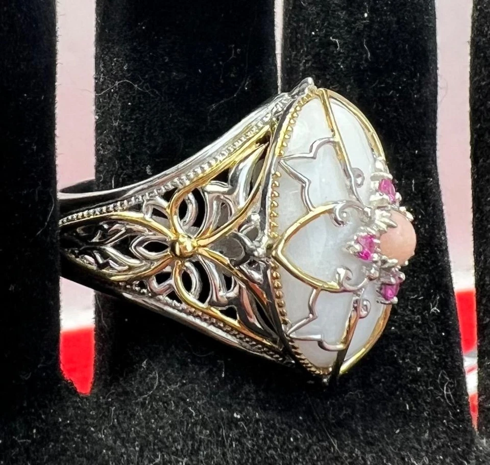 Anillo Michael Valitutti Gemas Plata Esterlina Ágata Zafiro Rosa Talla 9 Foto 2 de 4