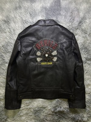 Roberto Cavalli Devils Lederjacke Y2K Vintage Damen Biker Nieten S