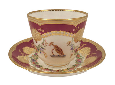 Antique English Breakfast Cup & Saucer, Armorial