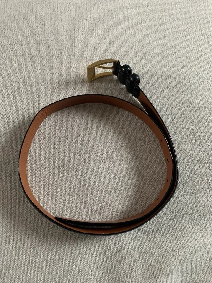 Cinturón Ralph Lauren Negro Caimán Mujer Tono Dorado Hebilla Talla Pequeña De Colección Foto 2 de 4
