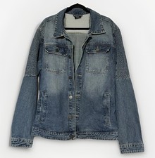 Victorious Denim Casual Biker Jean Jacket Men  s XL Retro 90s Look Faded Blue