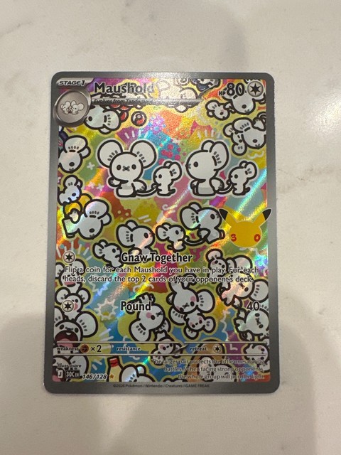 Pokemon Maushold 146/128 Illustration Rare 30th Celebration Holo NM