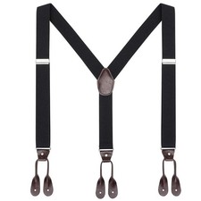 Suspenders Back Leather Trimmed Button End Tuxedo Suspenders Gifts