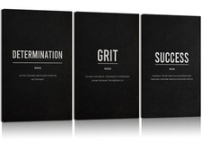 3Pcs Motivational Canvas Wall Art Black White Inspirational Poster Print Entr...