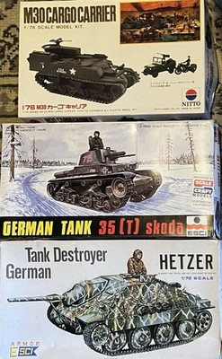 Lot Of 3 VTG Models Tanks ESCI German Tank 35T Skoda M30 Cargo Carrier Plus One