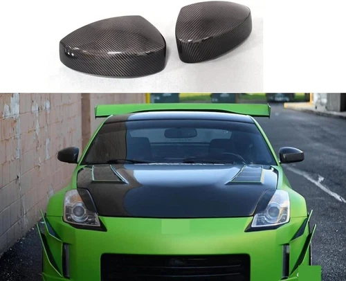 Real Carbon Fiber Side Mirror Covers Cap Overlay For 2003-2008 Nissan 350Z Z33