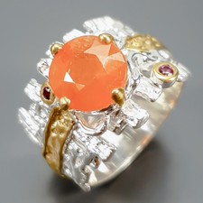 Handmade Natural Spessartite Ring 925 Sterling Silver Size 7 /R430822