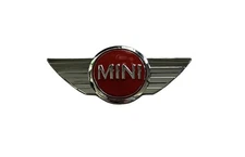 Mini Cooper Silver & Red Rear Emblem Badge