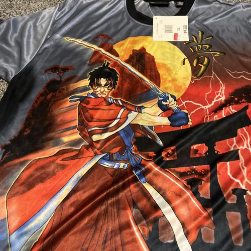 Vintage No Boundaries Shirt Mens XL Samurai Warrior All Over Graphic Anime 90s - Picture 2 of 10