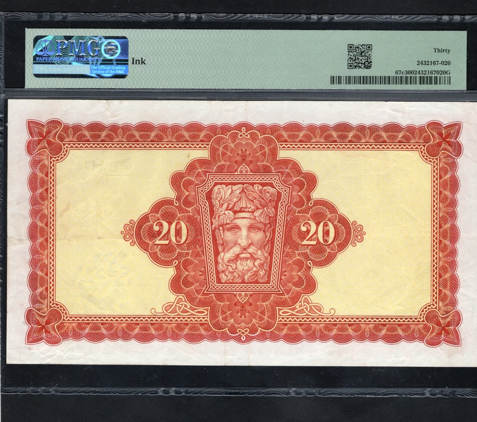 Banco Central de Irlanda, 20 libras 1976 P67C PMG 30 muy fino Foto 2 de 2