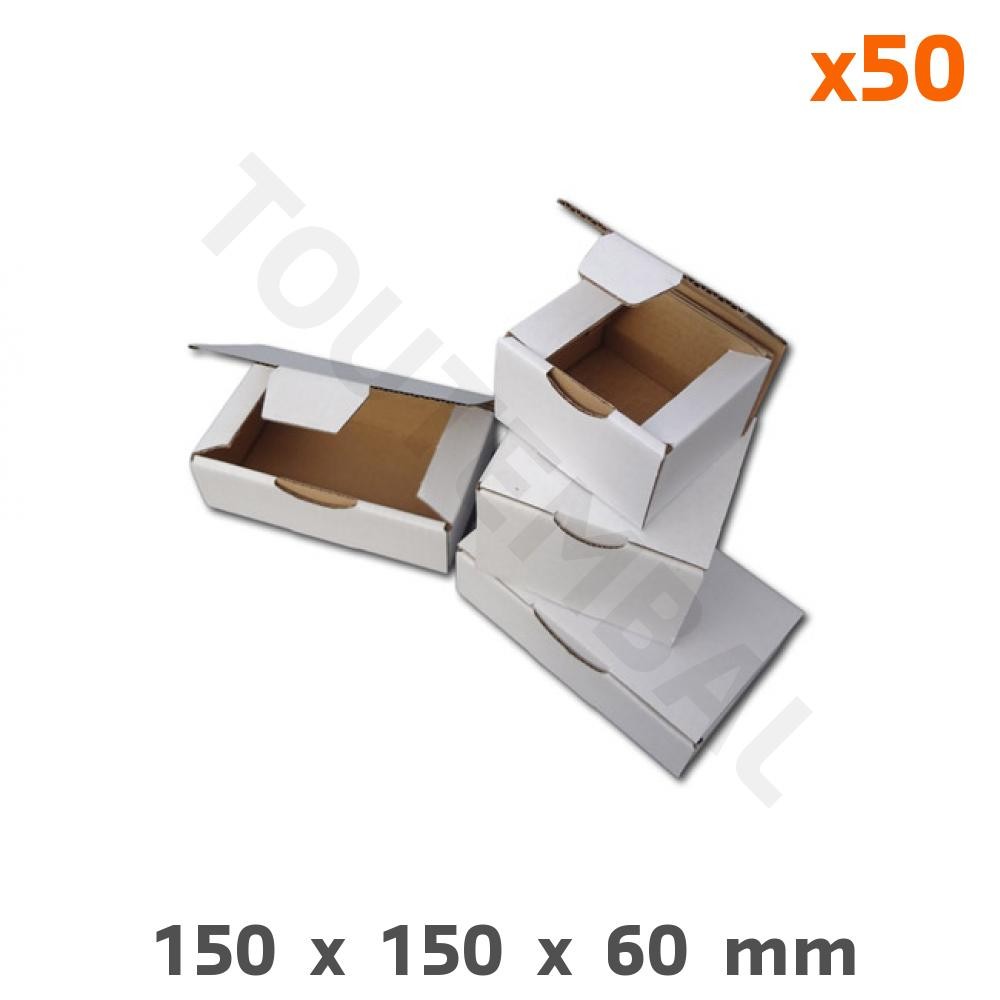 Boîte postale blanche 150x150x60 emballage carton carré pour colis postal et expédition