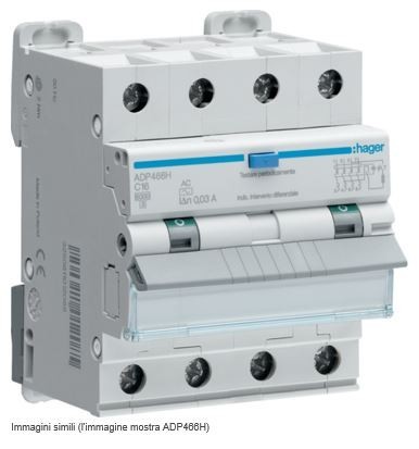 Differenziale Magnetotermico 4P 30Ma Ac 6A 6Ka C4M ( Hager Cod. Adp456H )