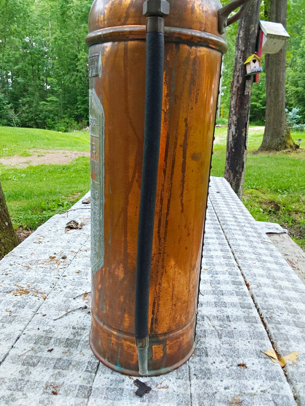 Miller-Peerless Standard Copper Fire Extinguisher Canister Label Plate Chicago