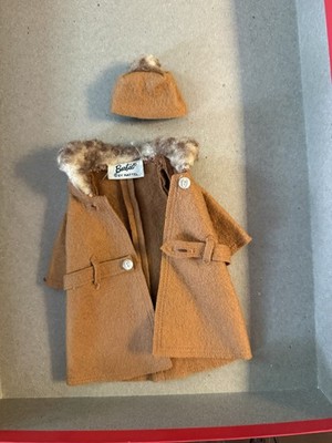 Vintage 1960s Barbie Faux Fur Brown Coat w/Belt & Hat #819 It's Cold Outside