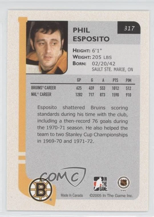 2004-05 ITG Franchises US East Edition Phil Esposito #317 HOF - Image 2 of 2