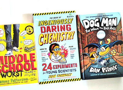 Juvenile Novels/Books Middle School, DOGMAN, Science Experiments LOT OF 3 VGC