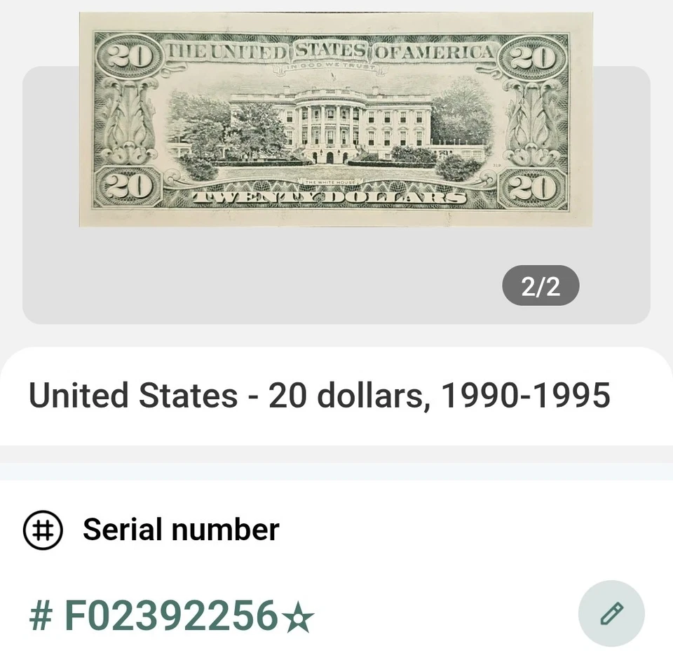 1990 $20 Federal Reserve Note with Low Serial Number And Star - Image 2 of 4