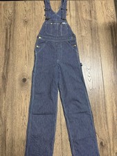 Vintage 70’s Lee Striped Denim Overalls Size 30x32 Made In USA