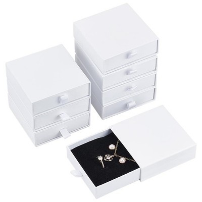 8 Pack Cardboard Jewelry Boxes 3.5x3.5x1 Inch, White Jewelry Gift Boxes Drawe...
