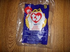 TY Teenie Beanie Baby 1998 McDonalds Happy Meal Toy 9 BONES DOG -NIP FREE SHIP
