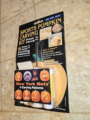 New York Mets Halloween Pumpkin Carving Kit With Stencils, Cutter, and Scoop Mr 