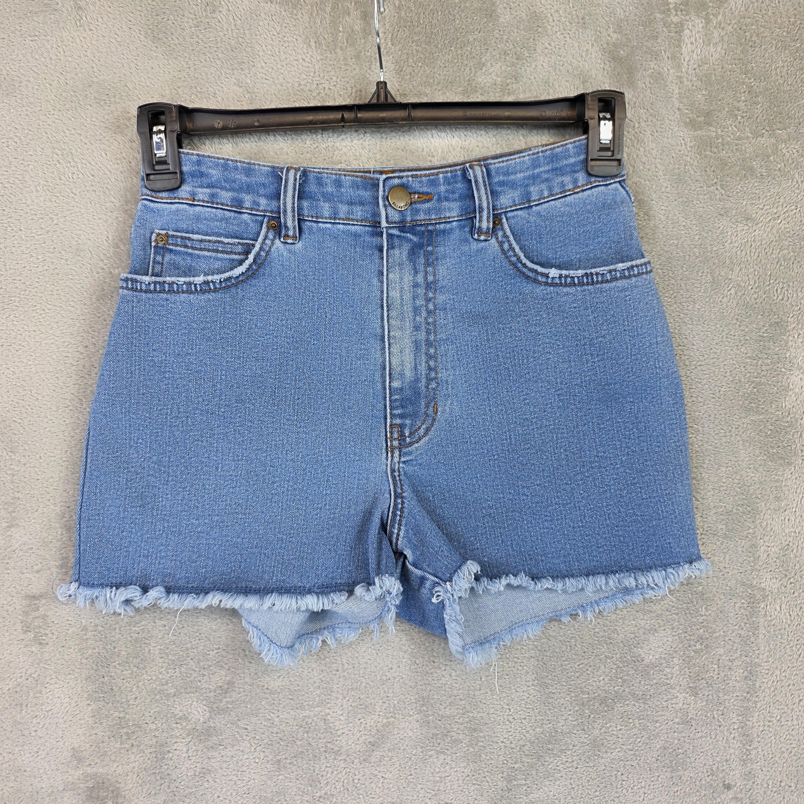 Billabong Denim Cutoff Shorts Womens 26 Blue High Rise Raw Frayed Hem Summer