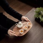 Natural Walnut Wood Tea Tray with Anti Slip Pads for Tea Ceremony or Home Use